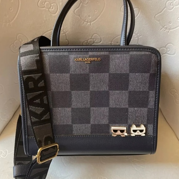 Karl Lagerfeld Navy Checkered Women's Bag NWT - Picture 6 of 12